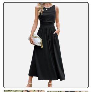 GRACE KARIN Women Round Neck Long Casual A-line Summer Dress with Pockets